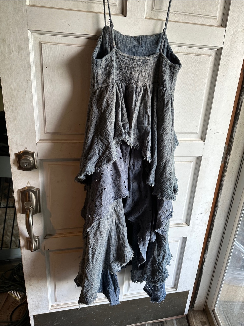 Oli & Hali Layered High-Low Tiered Skirt in Gray and Charcoal - Picture 4 of 5